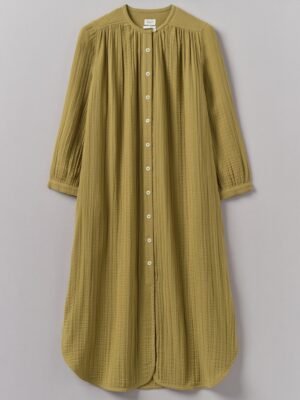 Crinkle Cotton Kaftan Nightdress | Soft Olive