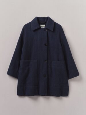 Indigo Cotton Wool Pea Coat | Indigo