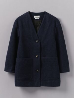 Boiled Wool Short Coat | Navy