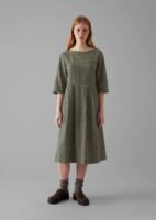 Franca Cotton Gingham Seersucker Dress | Olive Green