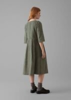 Franca Cotton Gingham Seersucker Dress | Olive Green