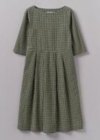 Franca Cotton Gingham Seersucker Dress | Olive Green